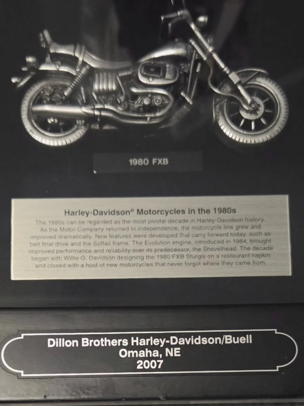 Harley Davidson Motorcycles the 80s Shadow Box Dealership Display Omaha Nebraska